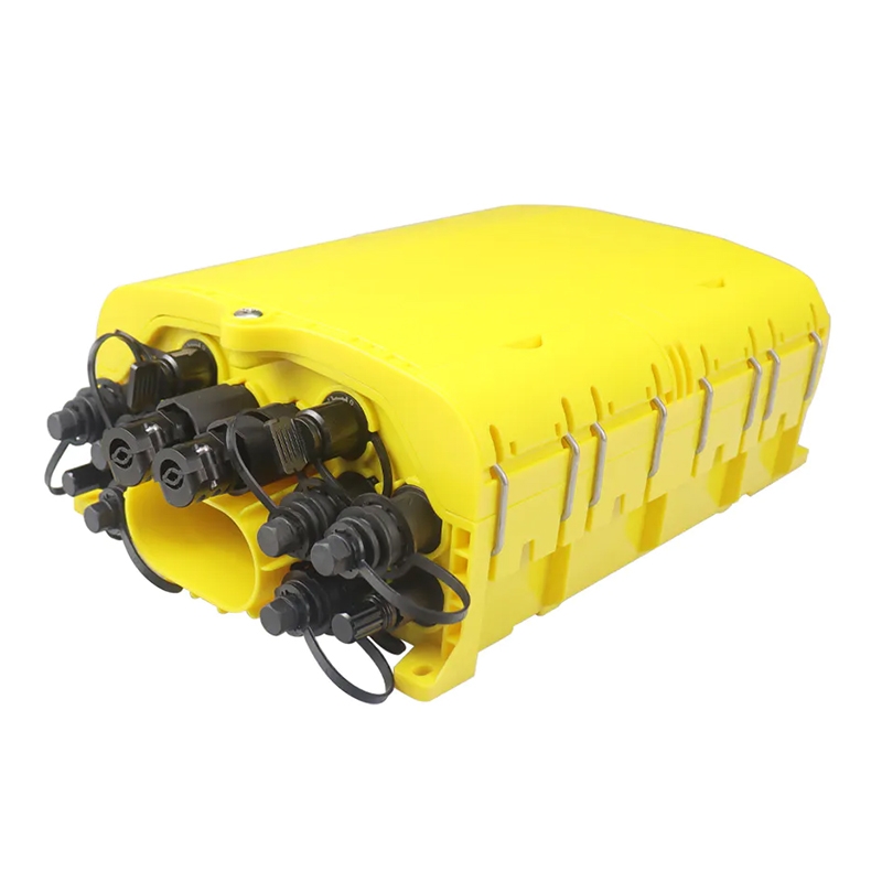 2 IN 2 OUT 10 Ports Pre-connected Yellow Fiber Distribution Box With Waterproof Adapter
