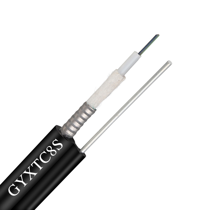 GYXTC8S uni tube loose tube self supporting overhead fiber optic cable outdoor fiber optic cable with messenger