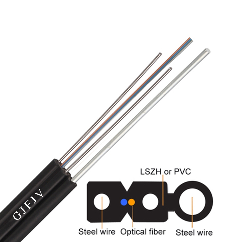 butterfly type outdoor fiber optic cable 2core with steel wire fiber optic cable price per meter optical fiber cable gjfjv flat fiber cable