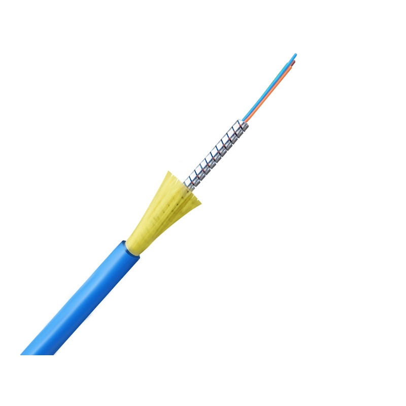 1 2 4 8 core indoor spiral tight buffer armored fiber optic cable indoor fibre optic cable simplex duplex singlemode outdoor tight buffer optica fibra cable