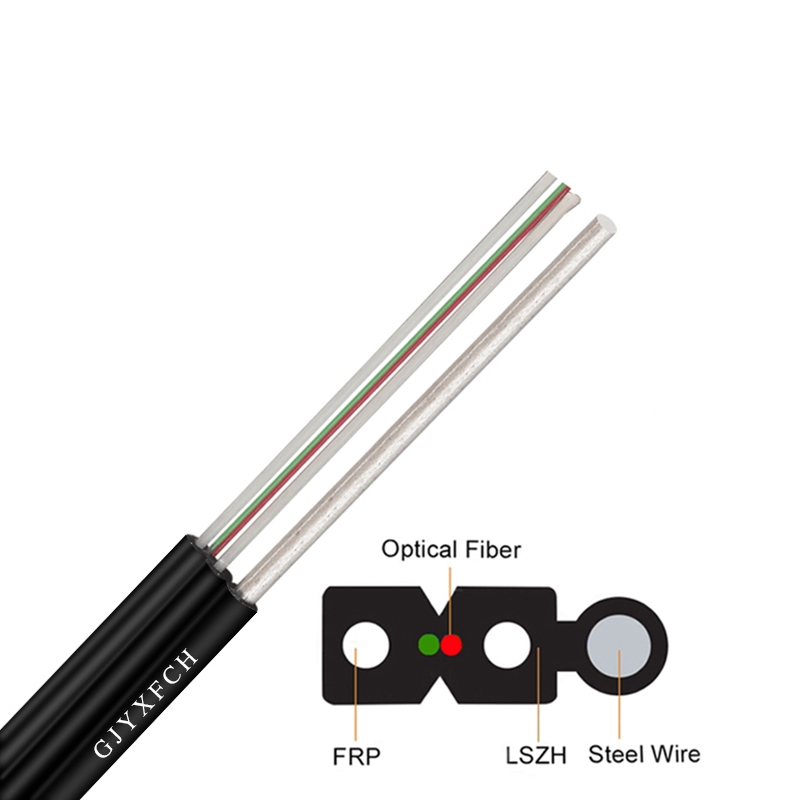 GJYXFCH outdoor fiber optic cable with steel wire fibre optical cable ftth cable flat drop cable GJYXFCH fiber to home 1 core fiber optic cable 2 core fiber optic cable 4 core fiber optic cable fiber optical cable 1km 4 core single mode fiber optic cable