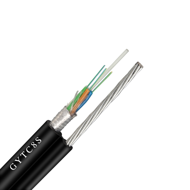GYTC8S aerial figure 8 fiber aerial cable self supporting armored fiber cable with steel messenger 24 48 96 core fiber aerial cable aerial fiber optic cable 48 core fiber optic cable fiber optic cable figure 8
