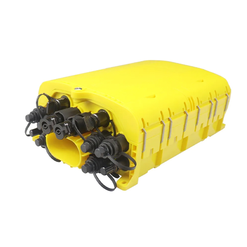2 IN 2 OUT 10 Ports Pre-connected Yellow Fiber Distribution Box With Waterproof Adapter