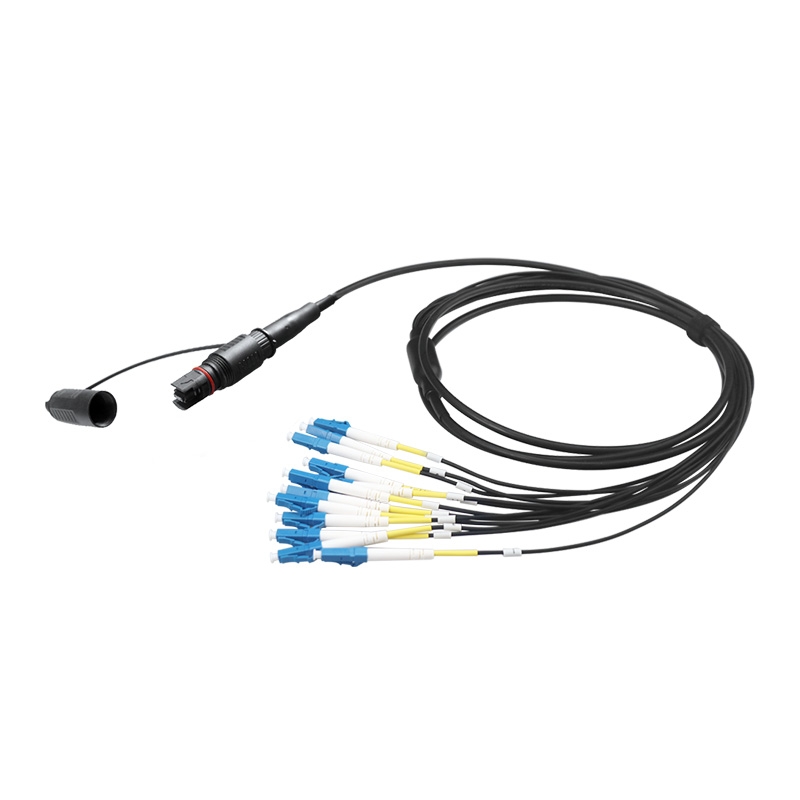 FTTx IP68 Waterproof OptiTap Type MPO to LC 12 Core Breakout Patch Cord