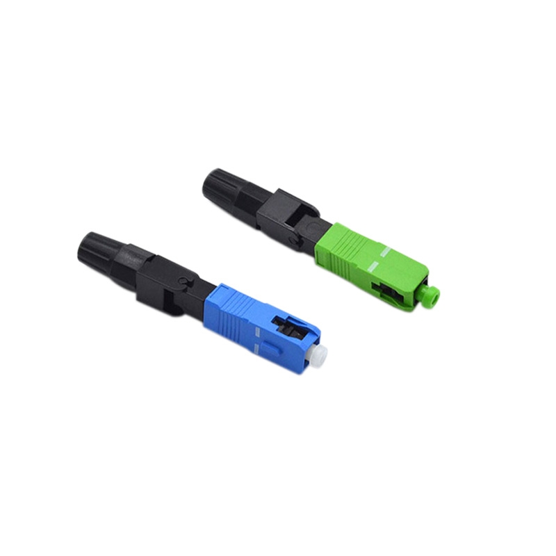 Conectores rápidos de fibra prepulidos, conector de fibra óptica instalable en campo azul